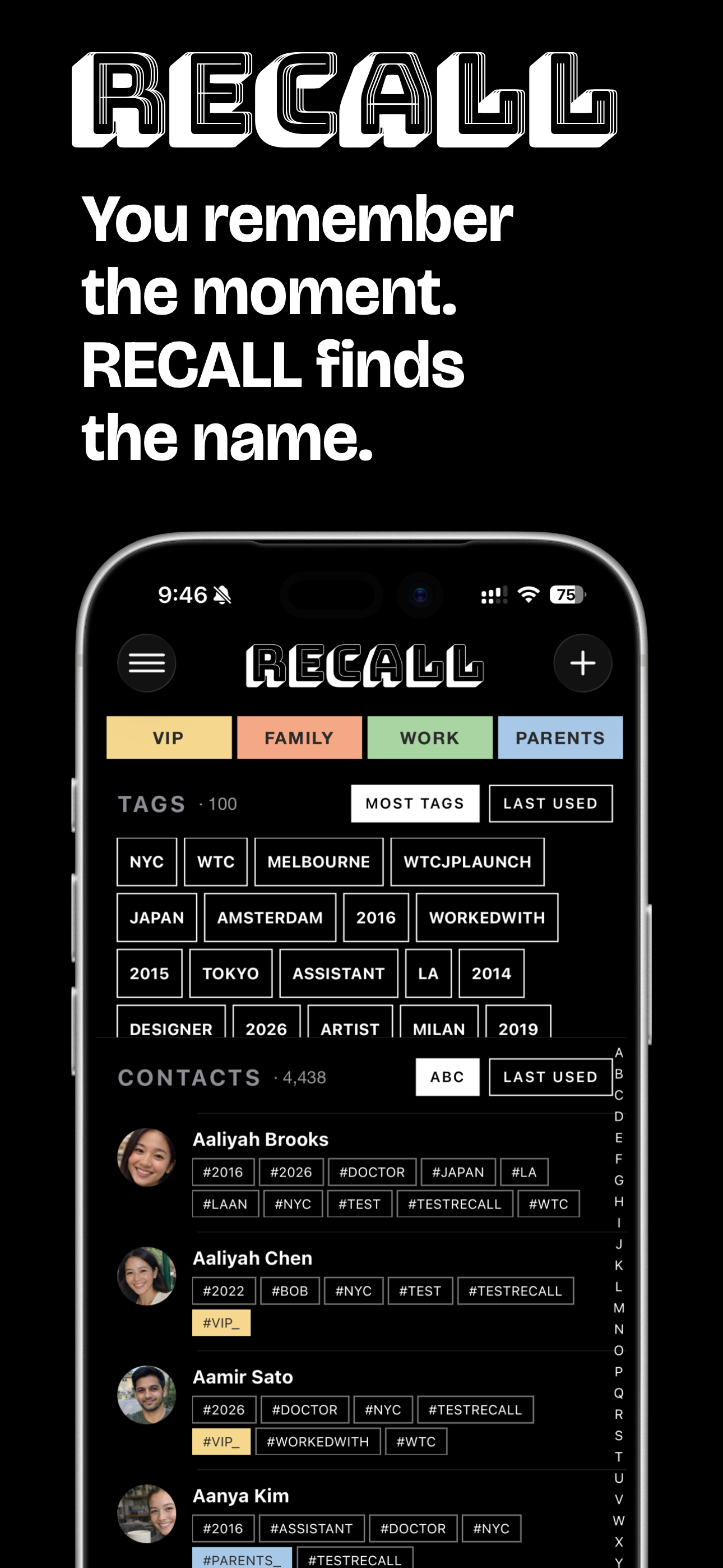 Recall Contacts — You remember the moment, Recall finds the name
